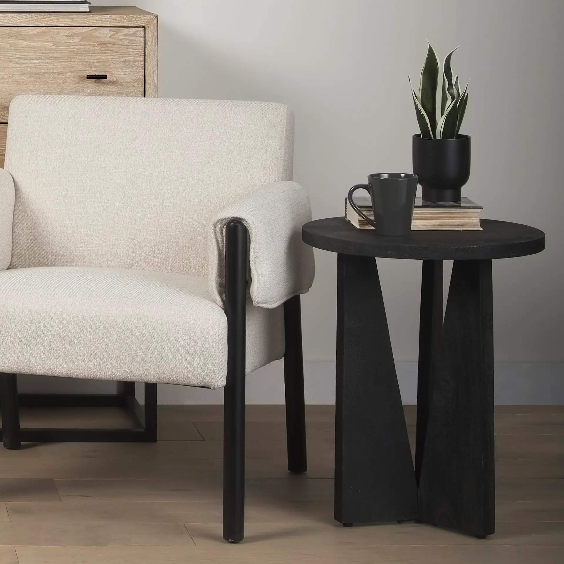 Mattius Black Wood Accent Table-2