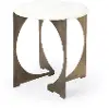 Reinhold White Marble and Gold Metal End Table