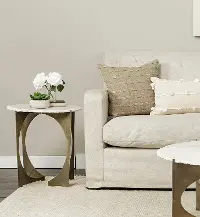 Reinhold White Marble and Gold Metal End Table