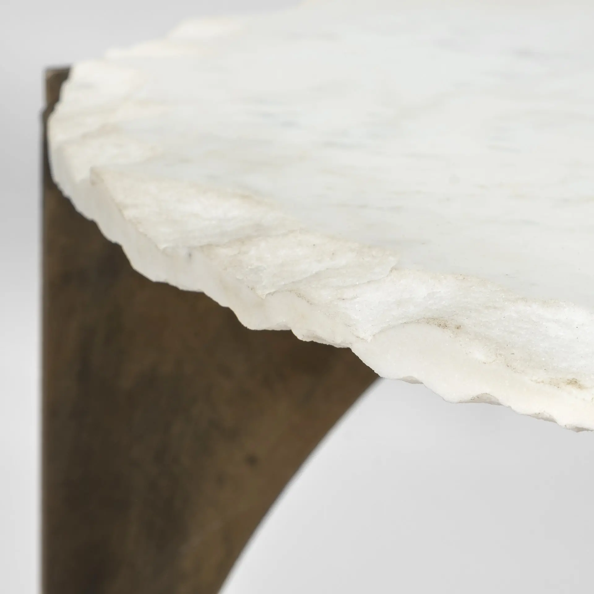 Reinhold White Marble and Gold Metal End Table-8