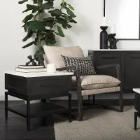 Divina Black and Marble Side Table
