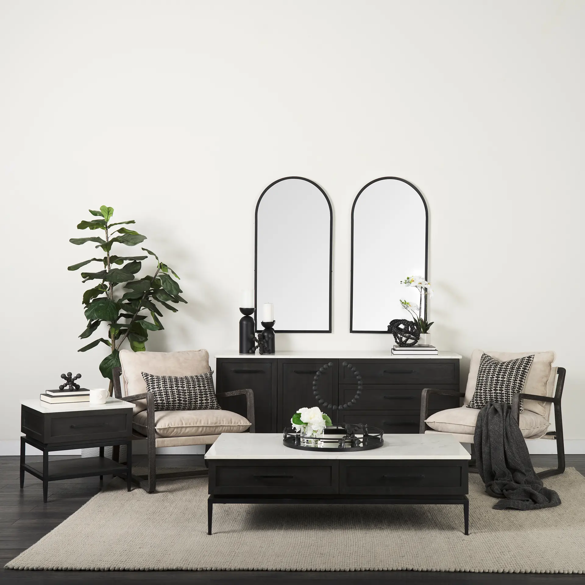 Divina Black and Marble Side Table-2