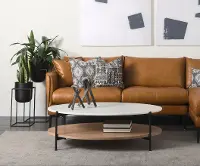 Larkin White Marble and Light Brown Coffee Table