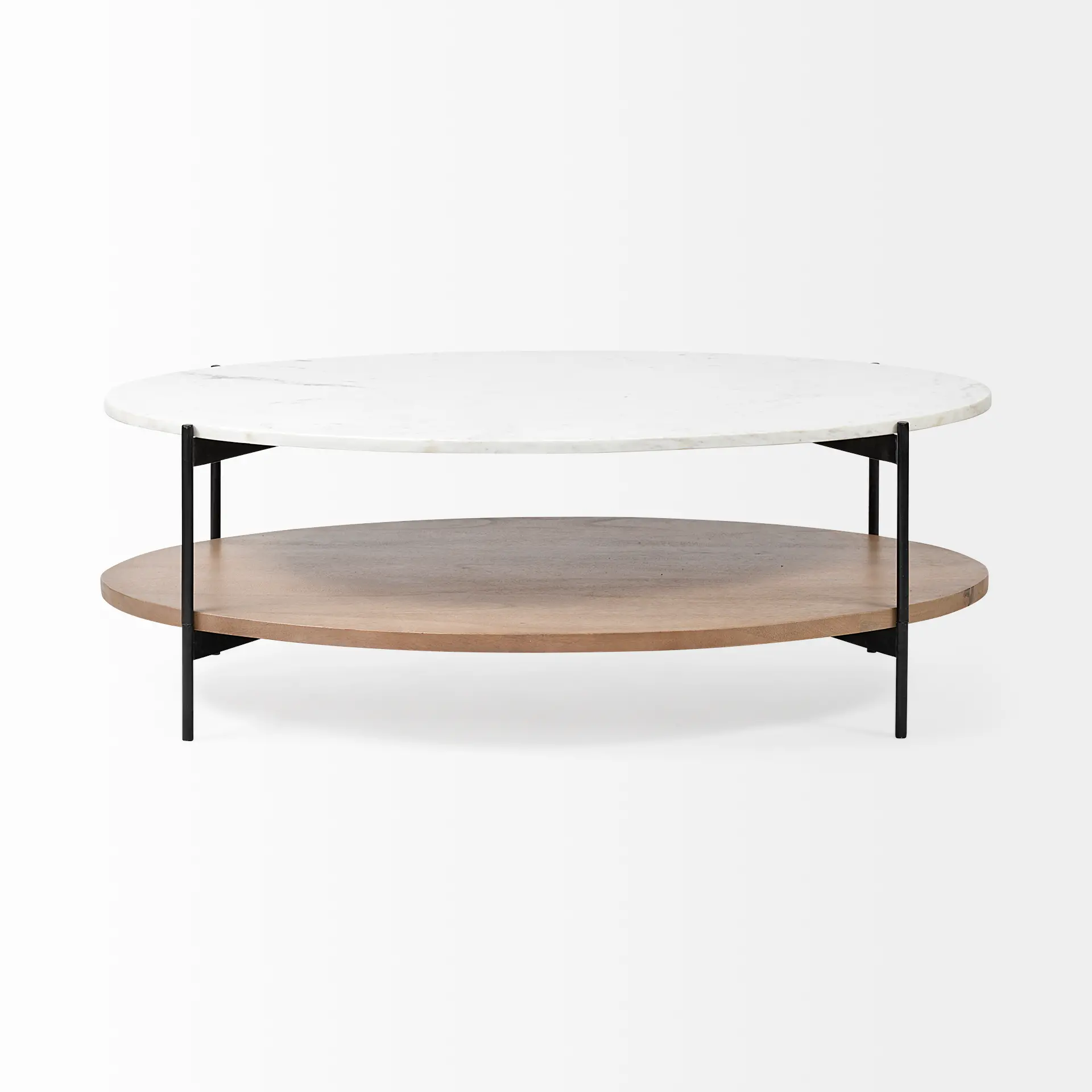 Larkin White Marble and Light Brown Coffee Table-5