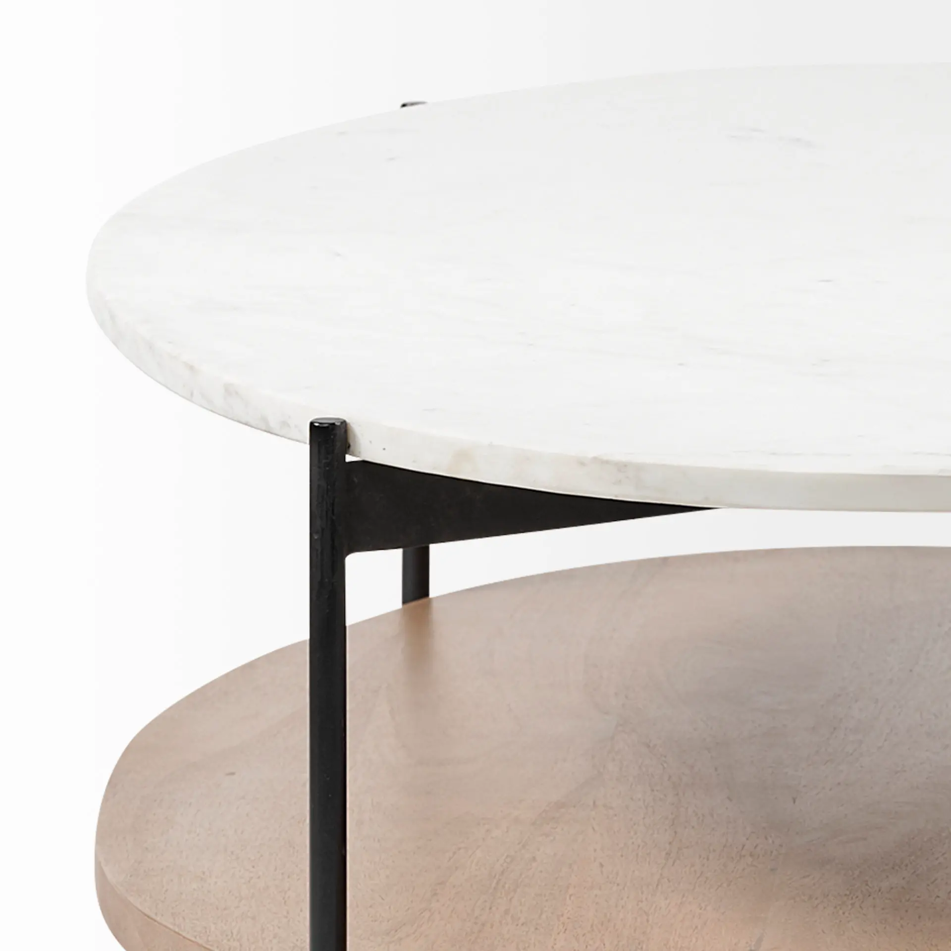 Larkin White Marble and Light Brown Coffee Table-6