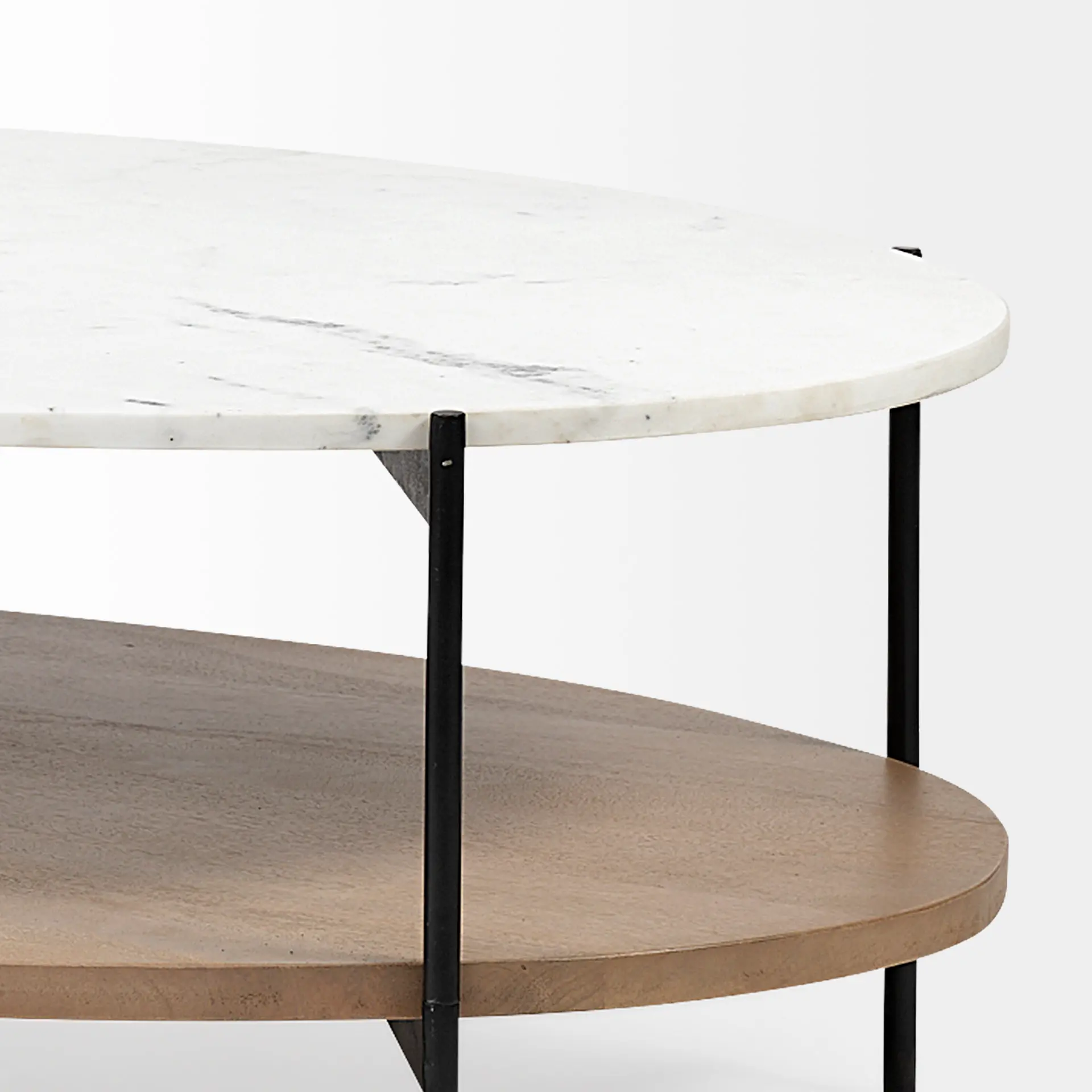 Larkin White Marble and Light Brown Coffee Table-7