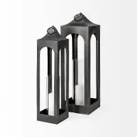 Ina Small Charcoal Metal Candle Lantern