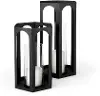 Balley Set of Two Matte Black Metal Candle Holder Lanterns