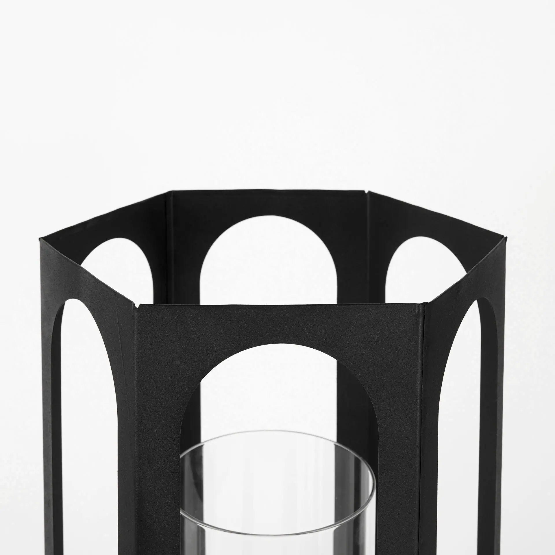 Balley Set of Two Matte Black Metal Candle Holder Lanterns-4