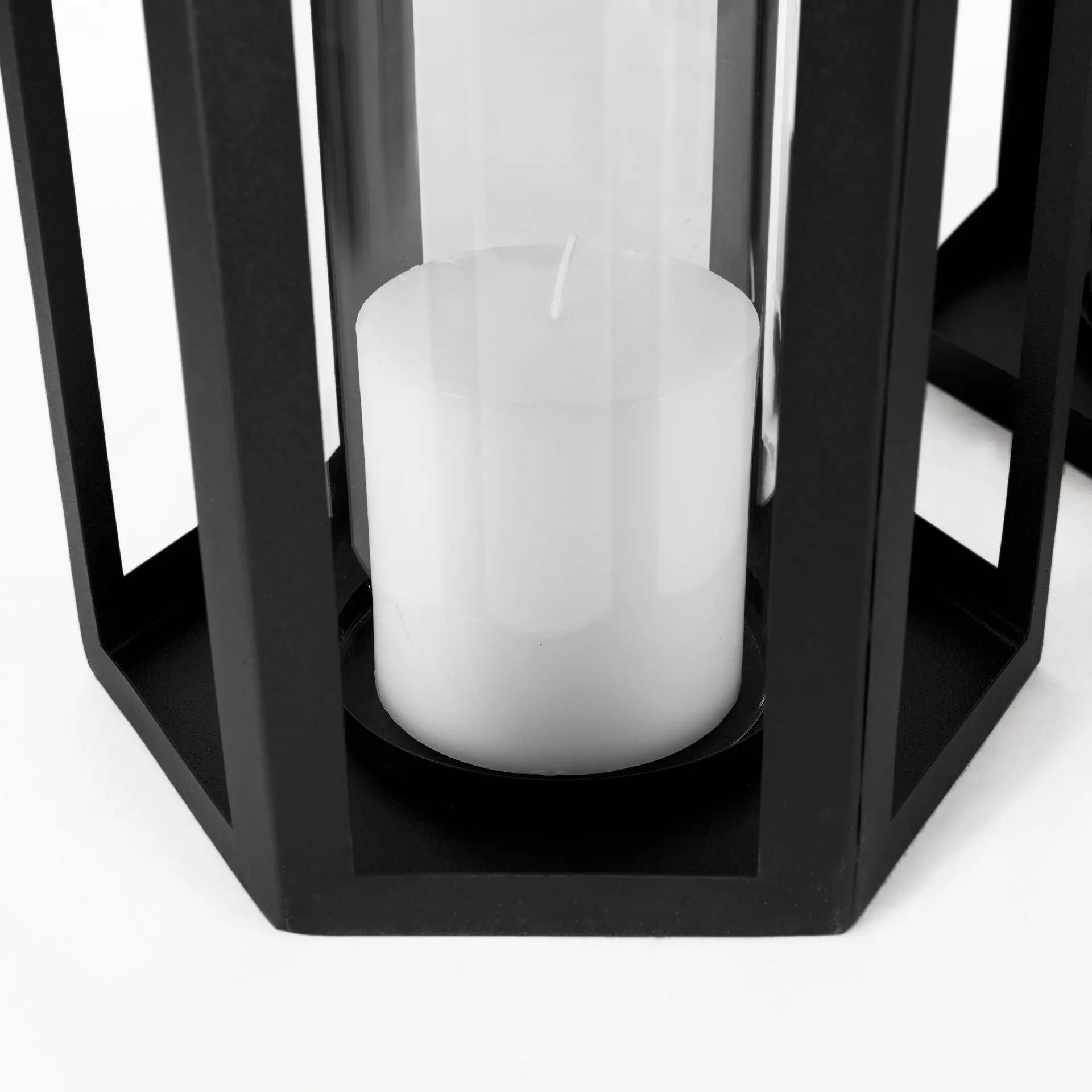 Balley Set of Two Matte Black Metal Candle Holder Lanterns-5