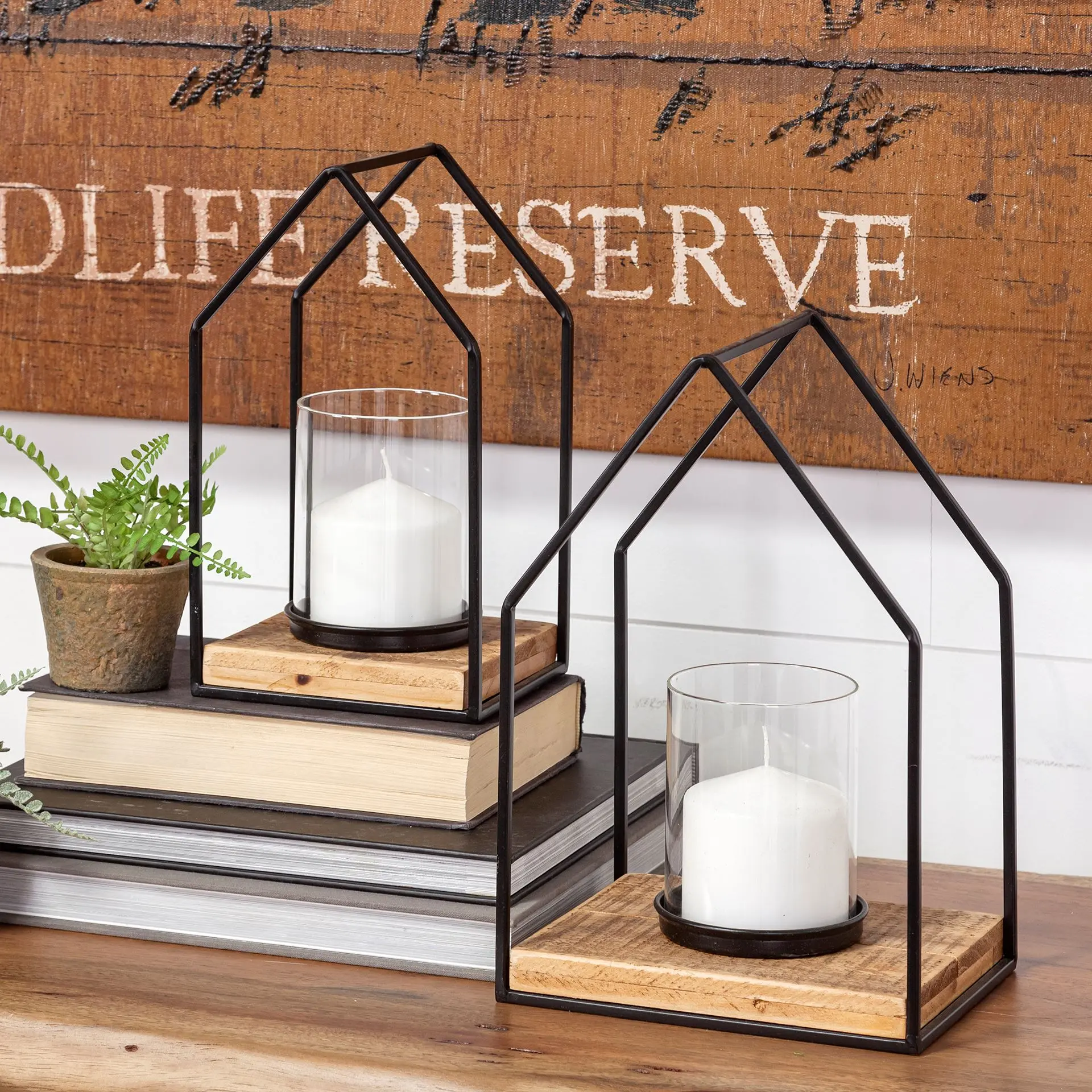 Leopold Black Metal Candle Holders, Set of 2-1