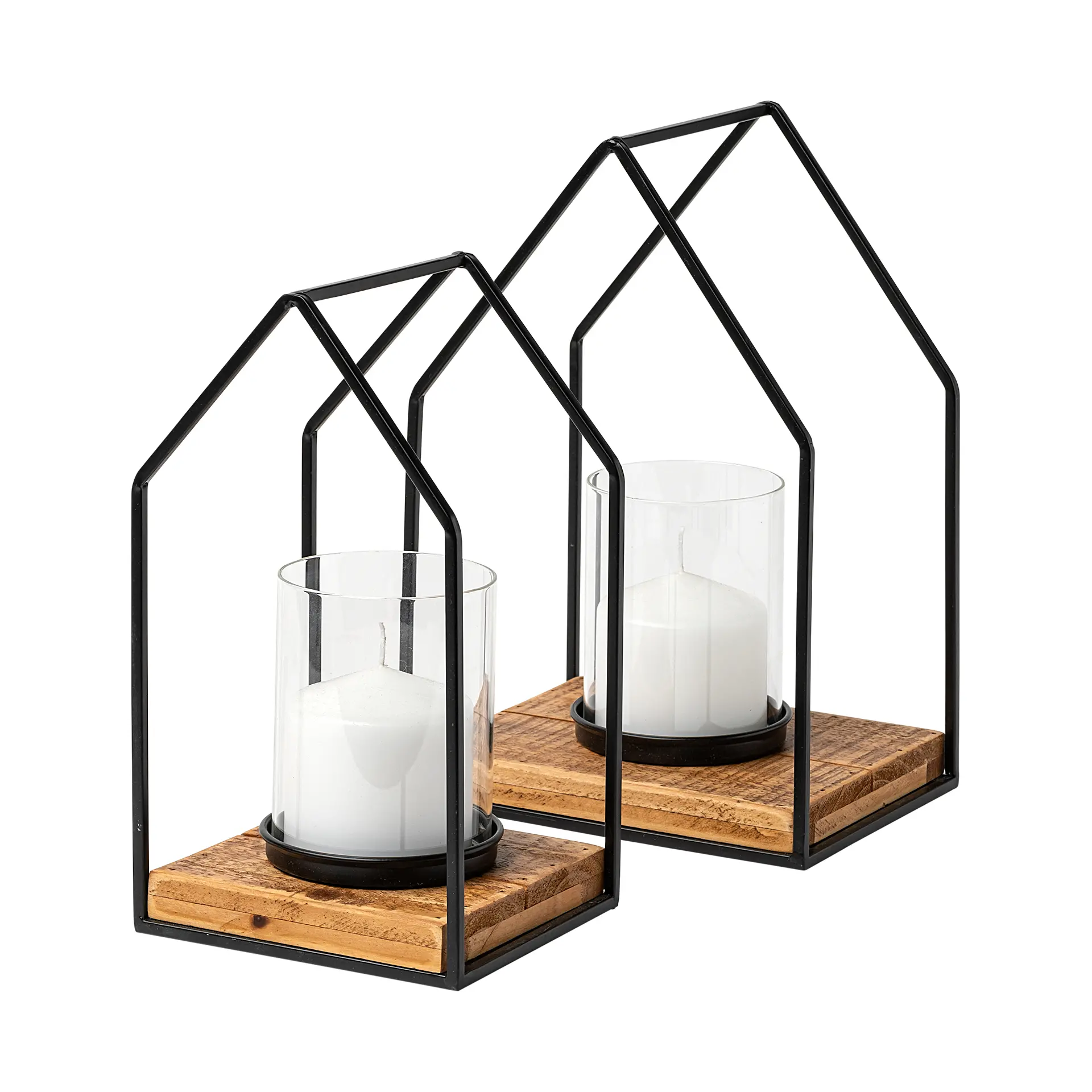Leopold Black Metal Candle Holders, Set of 2-2