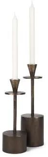 Petria Antiqued Gold Metal Taper Candle Holders