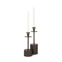 Petria Antiqued Gold Metal Taper Candle Holders