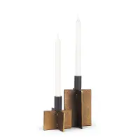 Pia Antiqued Gold Metal Taper Candle Holders, Set of 2