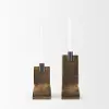 Polli Antiqued Gold Metal Taper Candleholders, Set of 2