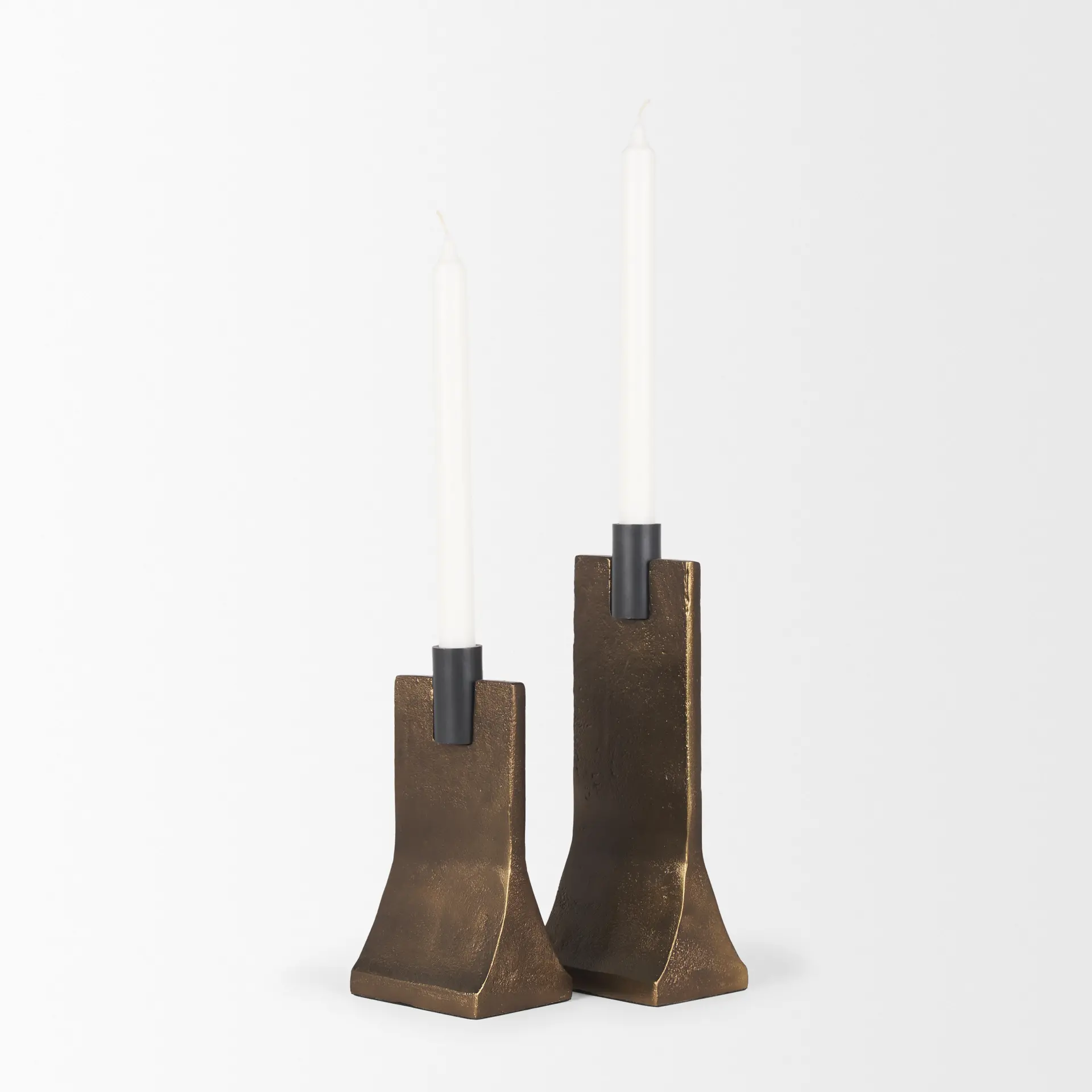 Polli Antiqued Gold Metal Taper Candleholders, Set of 2-2