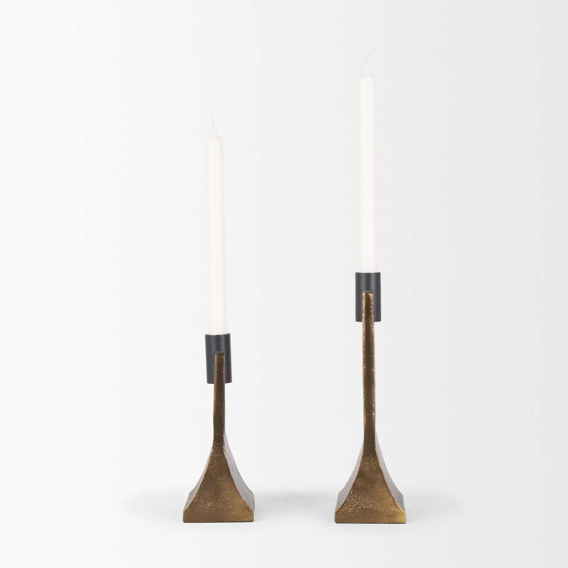 Polli Antiqued Gold Metal Taper Candleholders, Set of 2-3