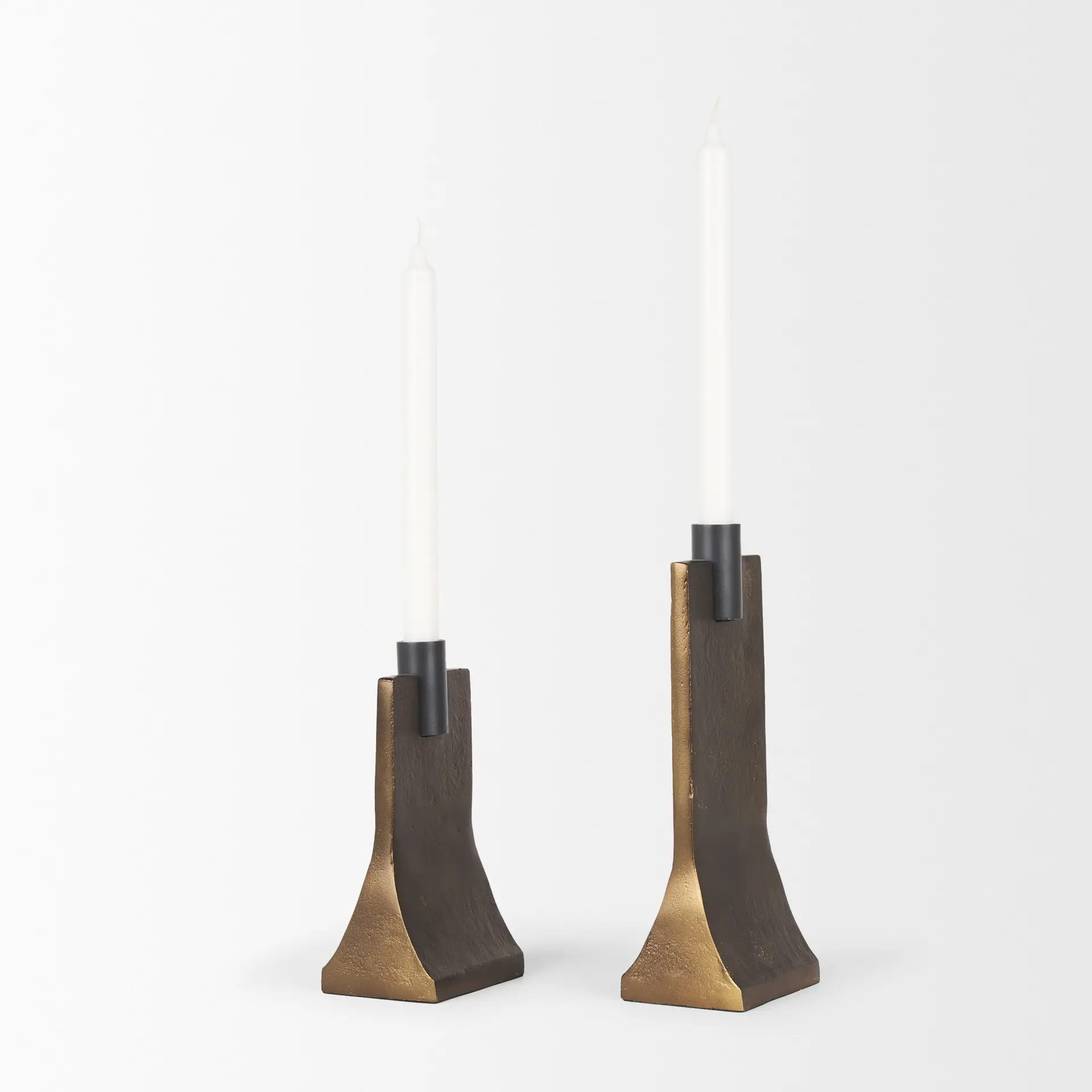 Polli Antiqued Gold Metal Taper Candleholders, Set of 2-4