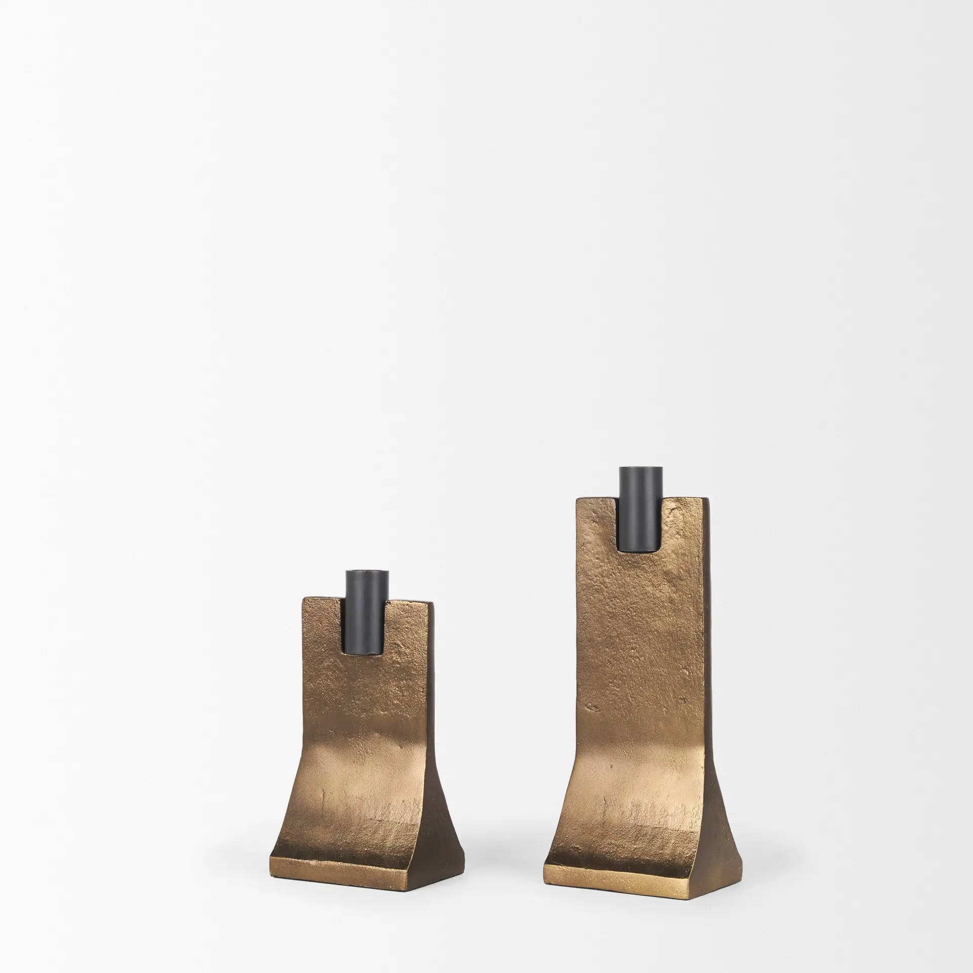 Polli Antiqued Gold Metal Taper Candleholders, Set of 2-5