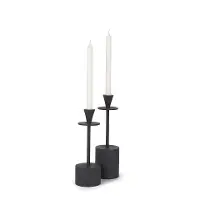 Petria Matte Black Metal Taper Candle Holders
