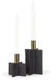 Pia Matte Black Metal Taper Candle Holders, Set of 2