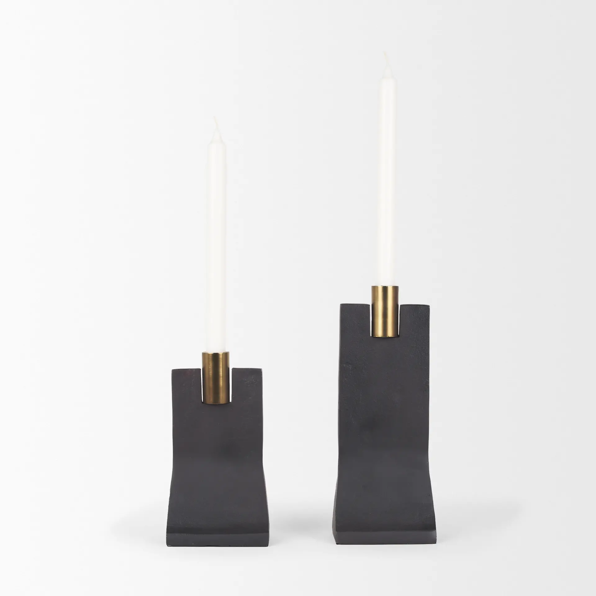 Polli Matte Black Metal Taper Candle Holders, Set of 2-1