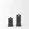 Polli Matte Black Metal Taper Candle Holders, Set of 2