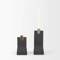 Polli Matte Black Metal Taper Candle Holders, Set of 2