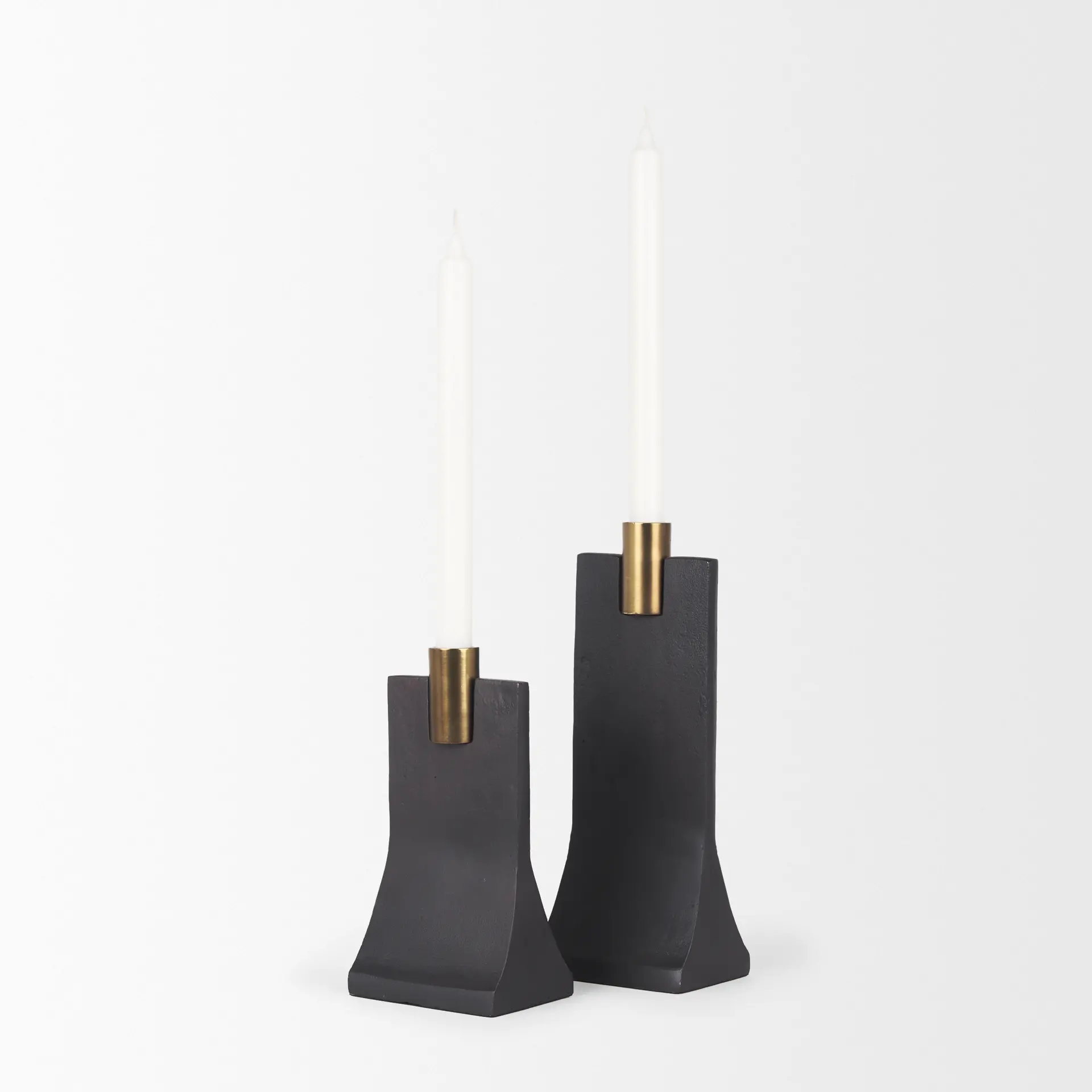 Polli Matte Black Metal Taper Candle Holders, Set of 2-3