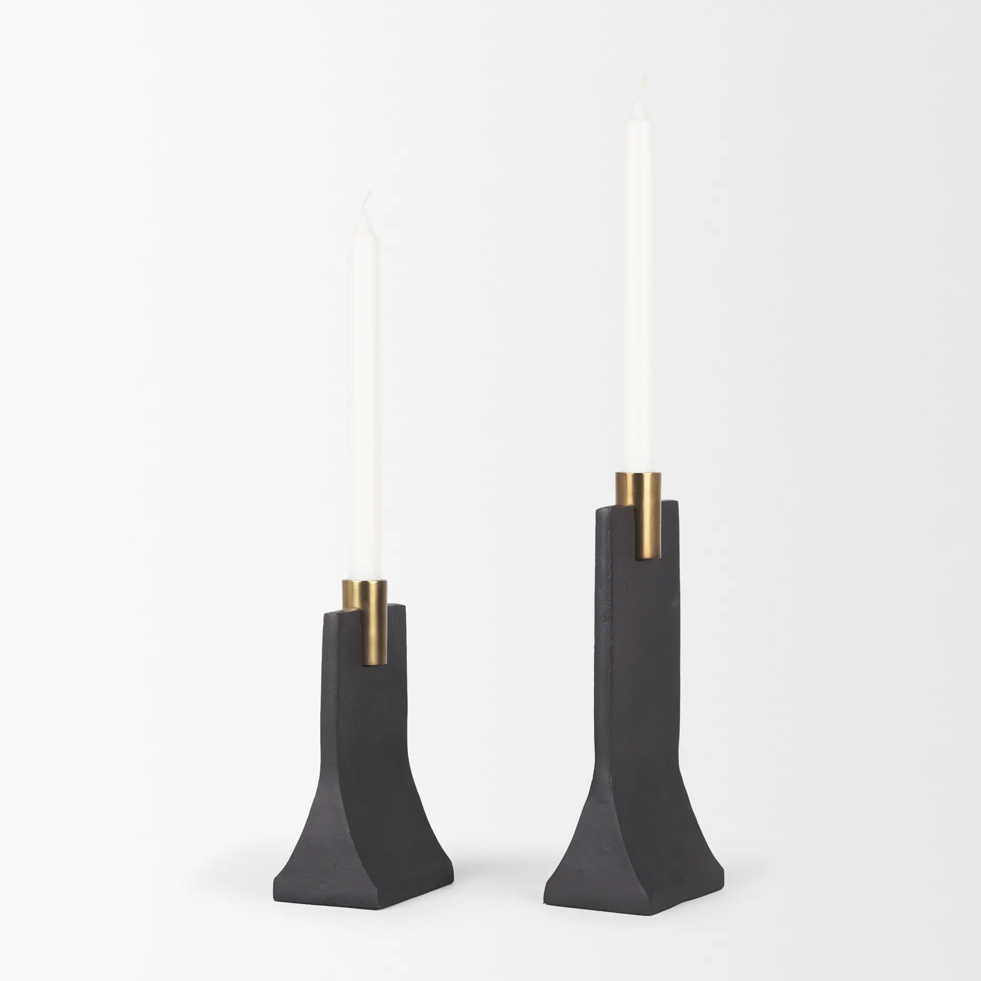 Polli Matte Black Metal Taper Candle Holders, Set of 2-5