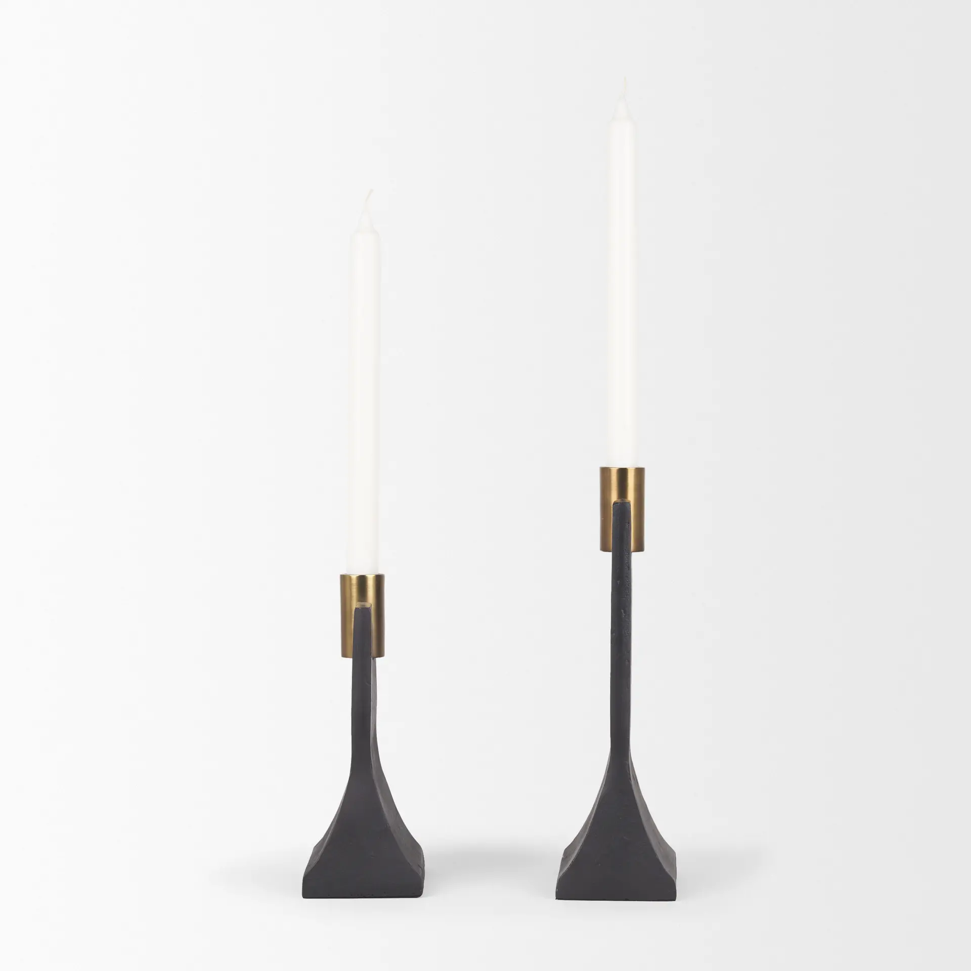 Polli Matte Black Metal Taper Candle Holders, Set of 2-6