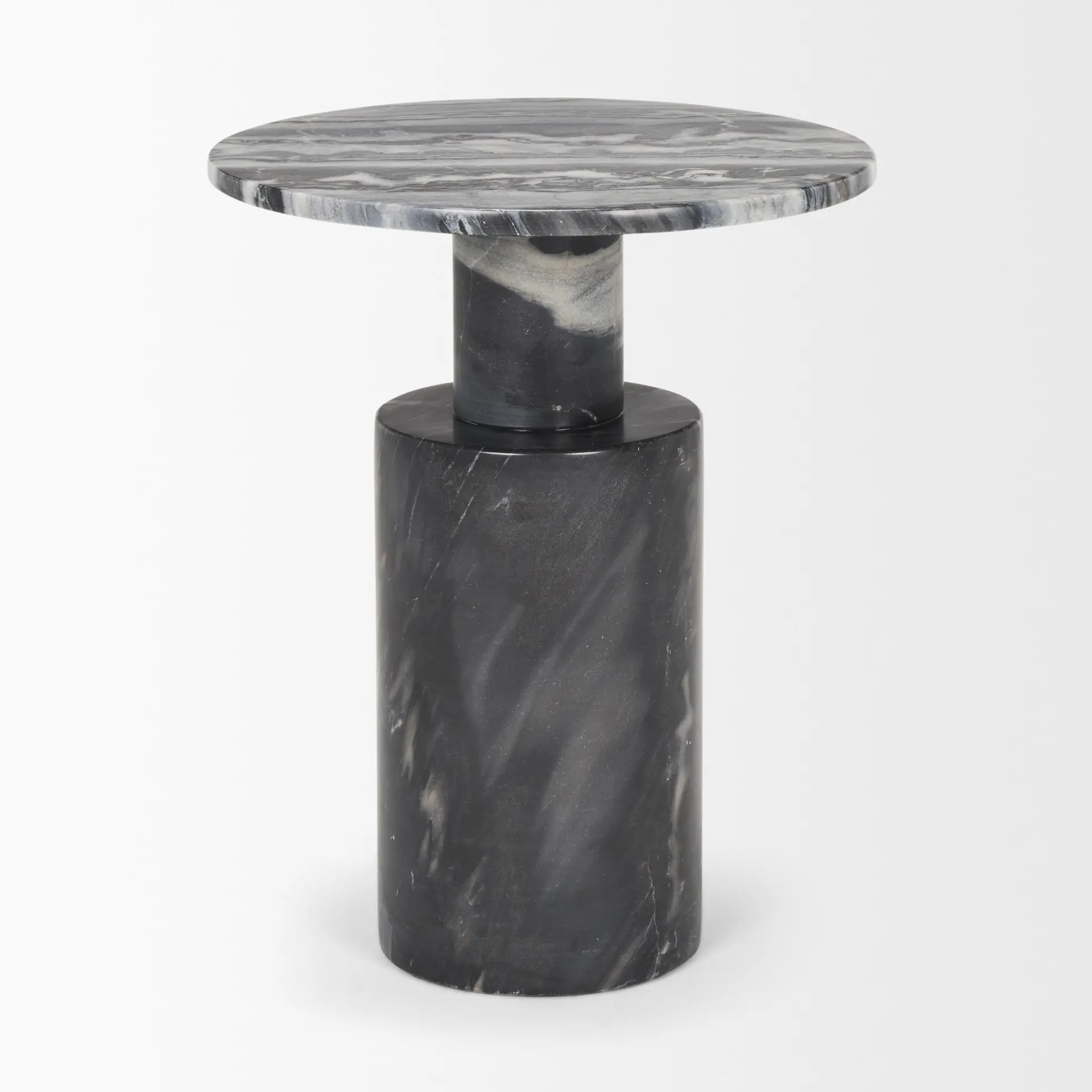 Taite Dark Gray Marble Pedestal Accent Table-2