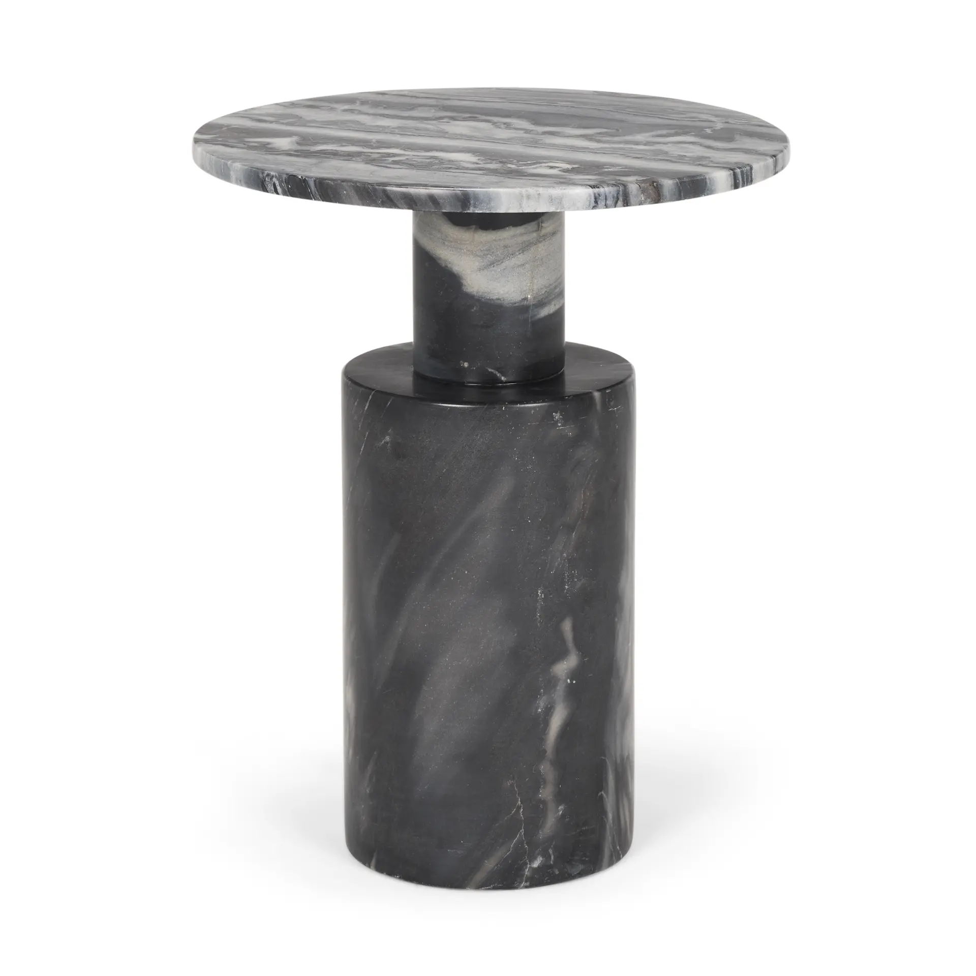 Taite Dark Gray Marble Pedestal Accent Table-3