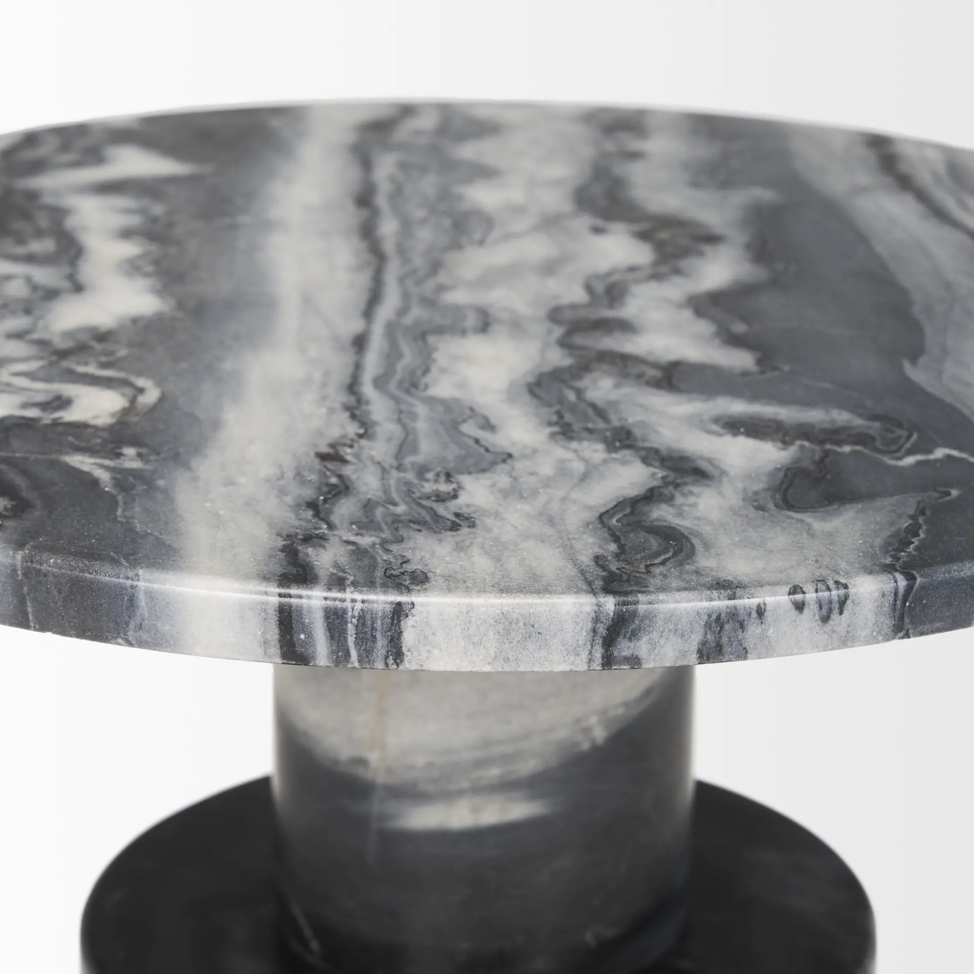 Taite Dark Gray Marble Pedestal Accent Table-5