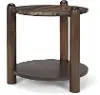Jovia Brown Wood with Cappuccino Marble Round Side Table