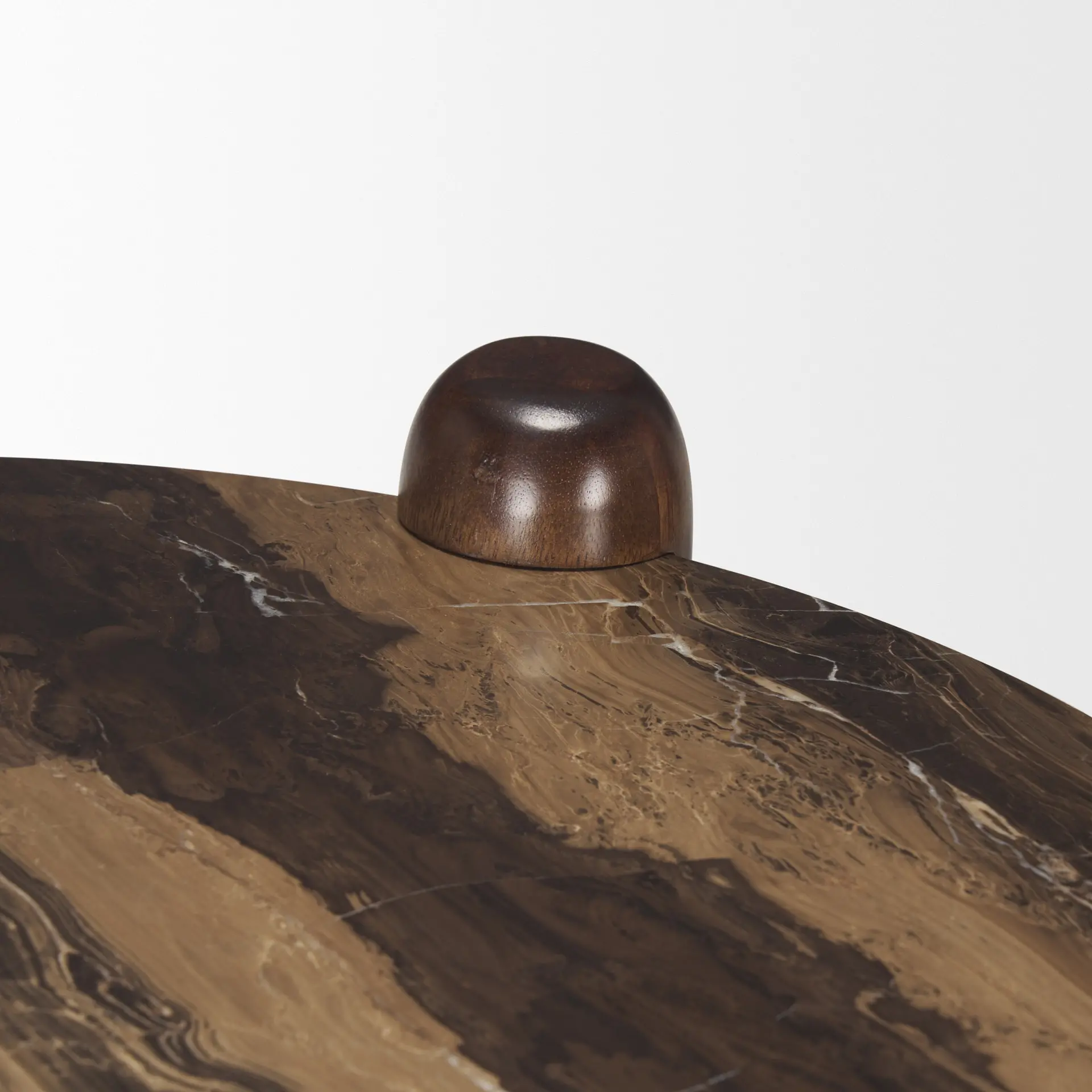 Jovia Brown Wood with Cappuccino Marble Round Side Table-6