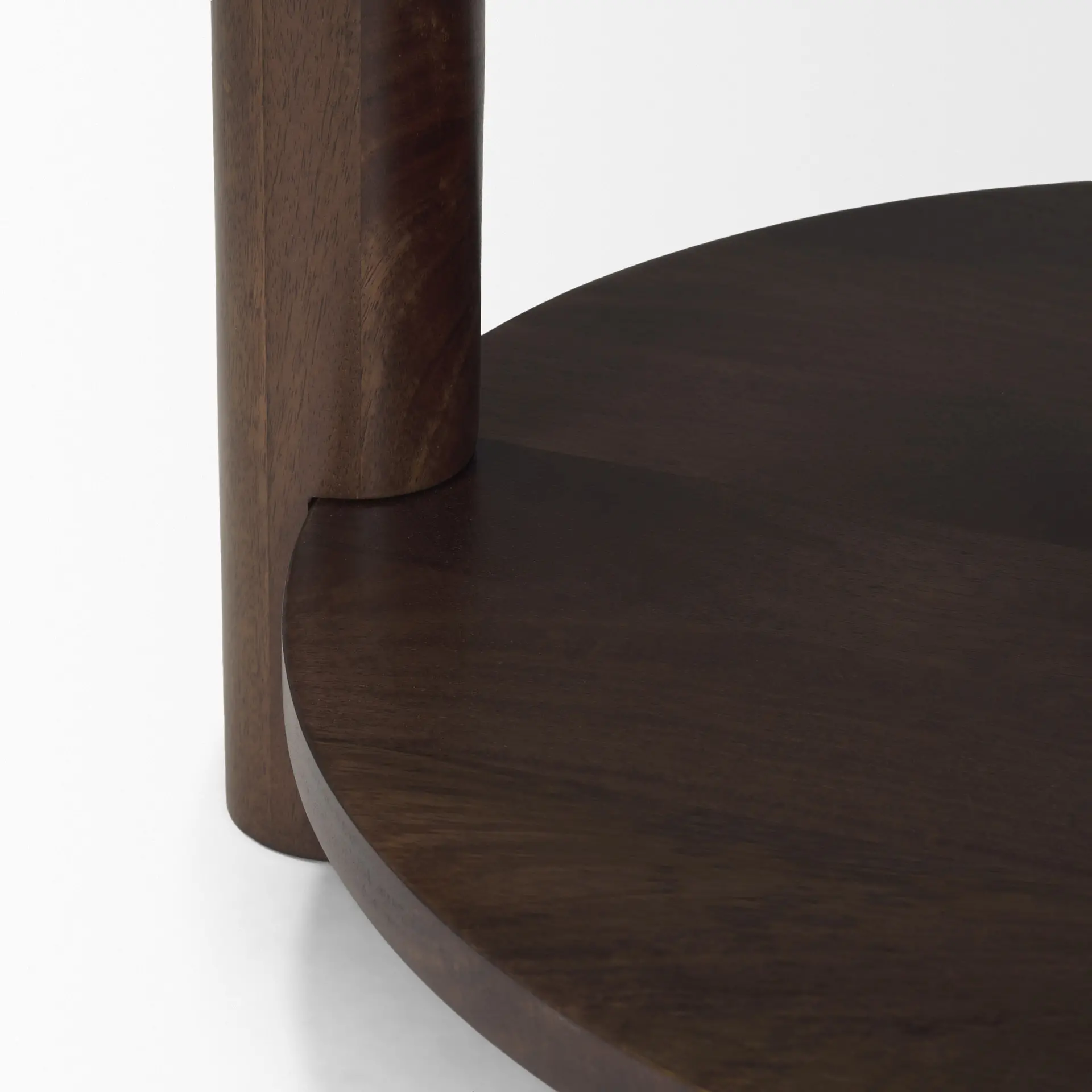 Jovia Brown Wood with Cappuccino Marble Round Side Table-9