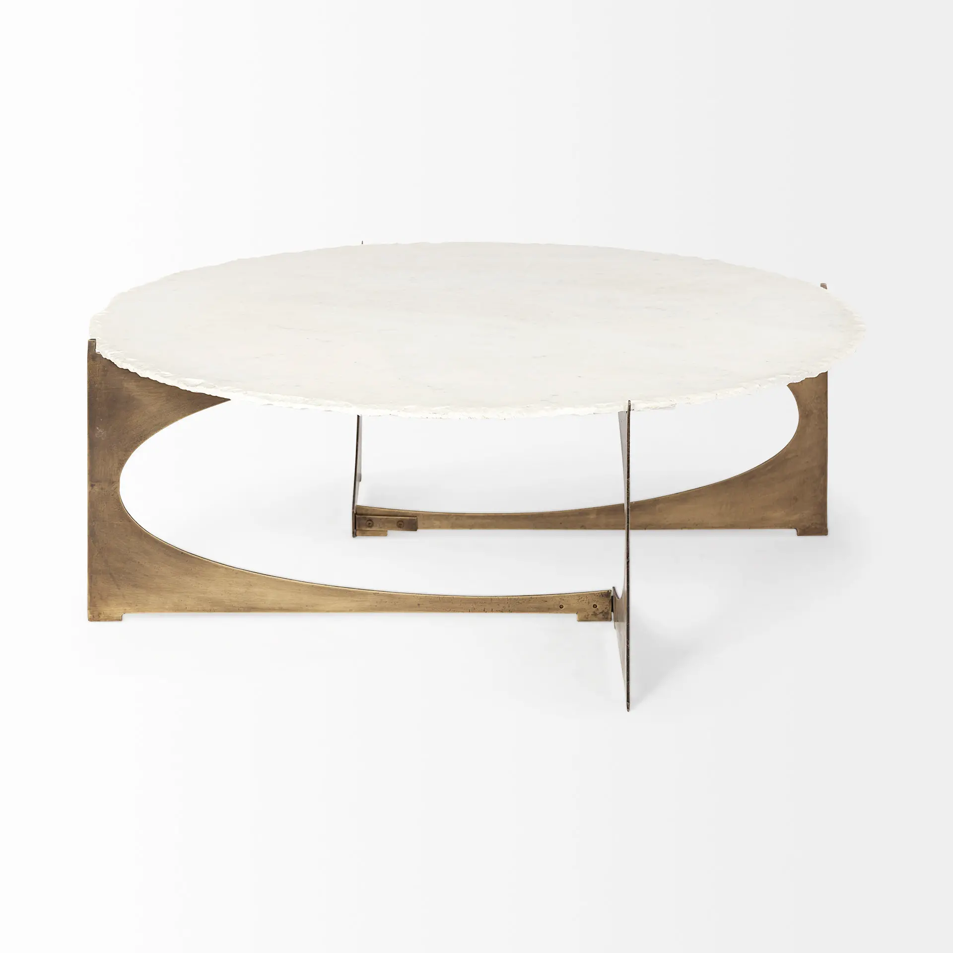 Reinhold White Marble and Gold Metal Coffee Table-1