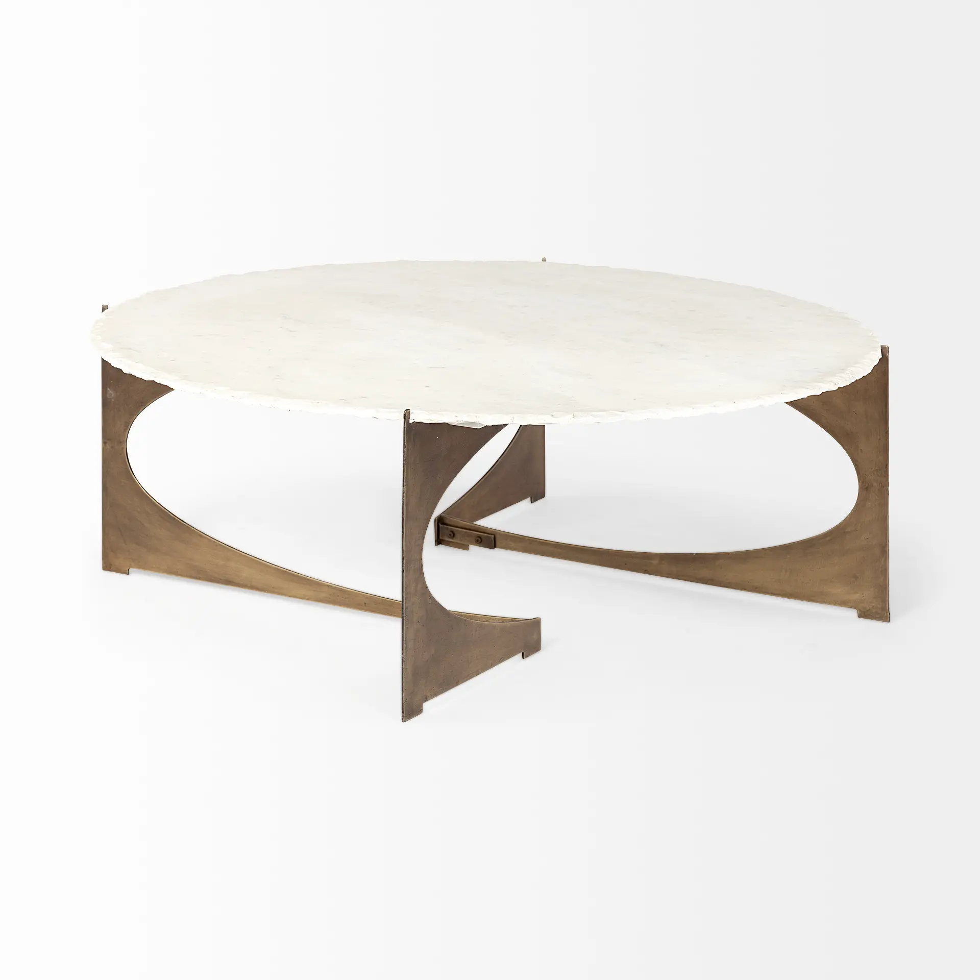 Reinhold White Marble and Gold Metal Coffee Table-4