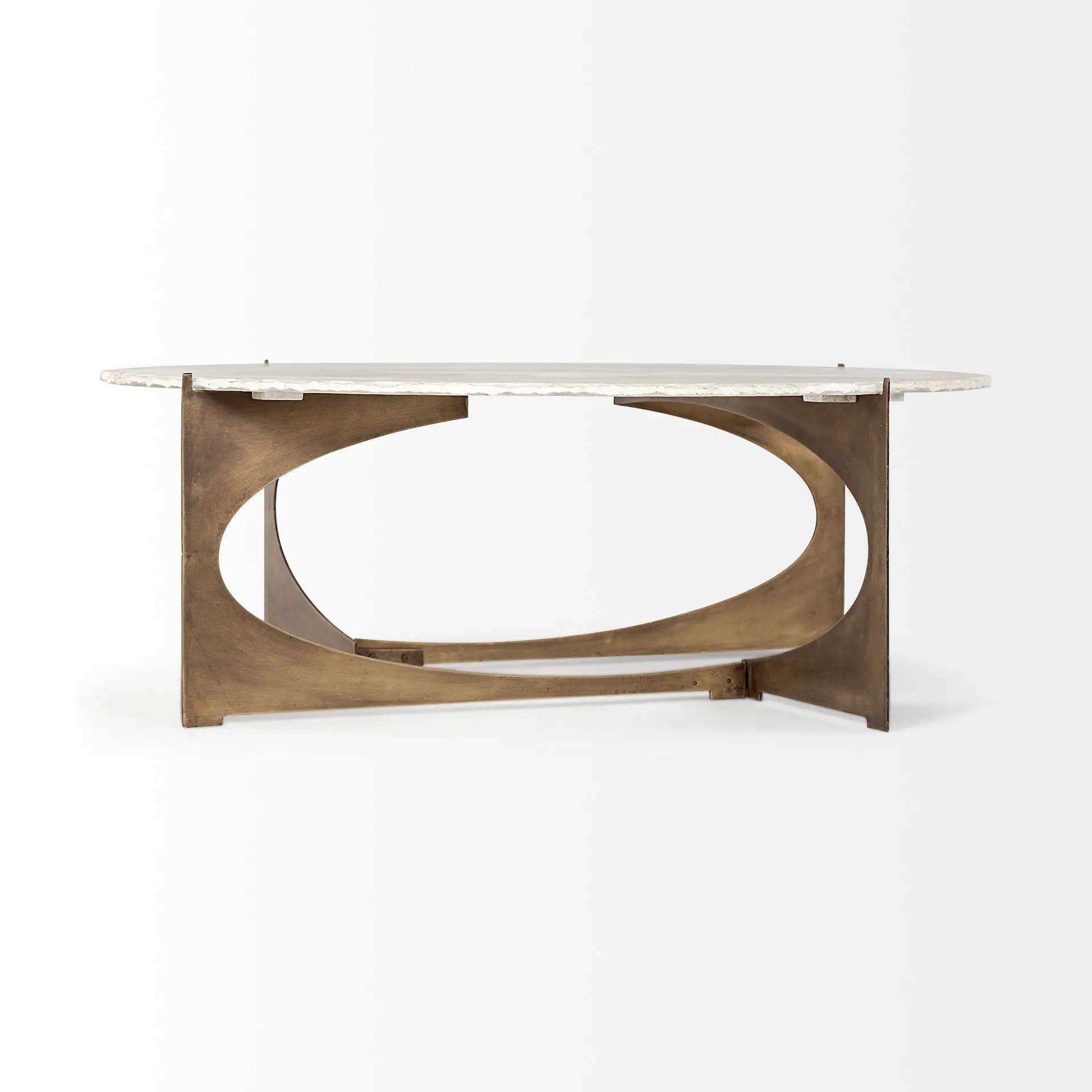 Reinhold White Marble and Gold Metal Coffee Table-6