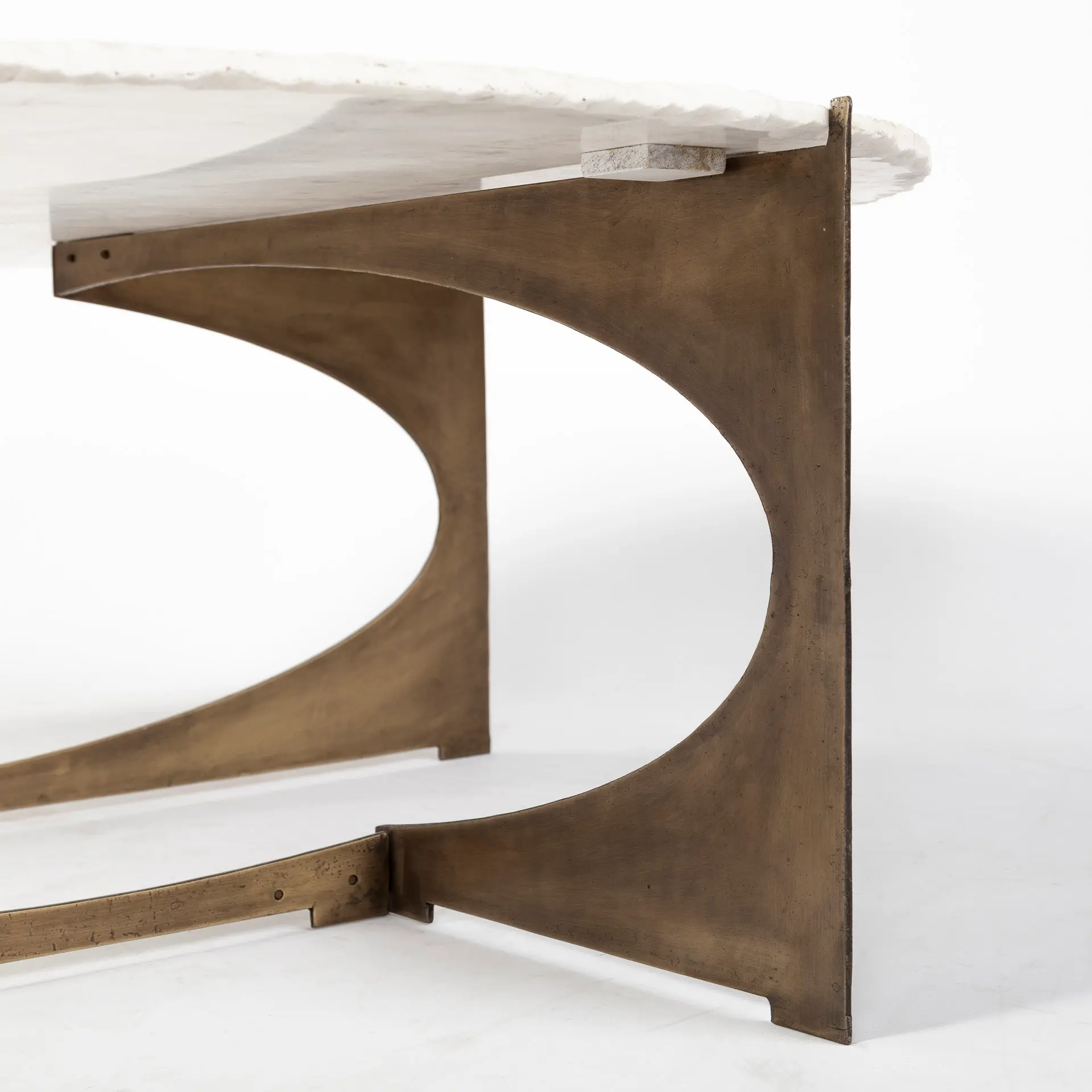 Reinhold White Marble and Gold Metal Coffee Table-7
