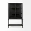 Arelius Black Wood with Metal Base Display Cabinet
