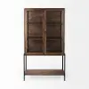 Arelius Dark Brown Wood with Black Metal Base Display Cabinet