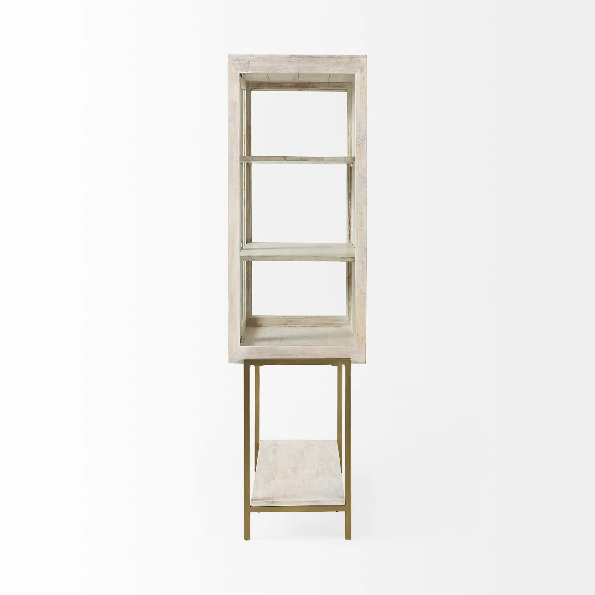 Arelius White Wood with Gold Metal Display Cabinet-4