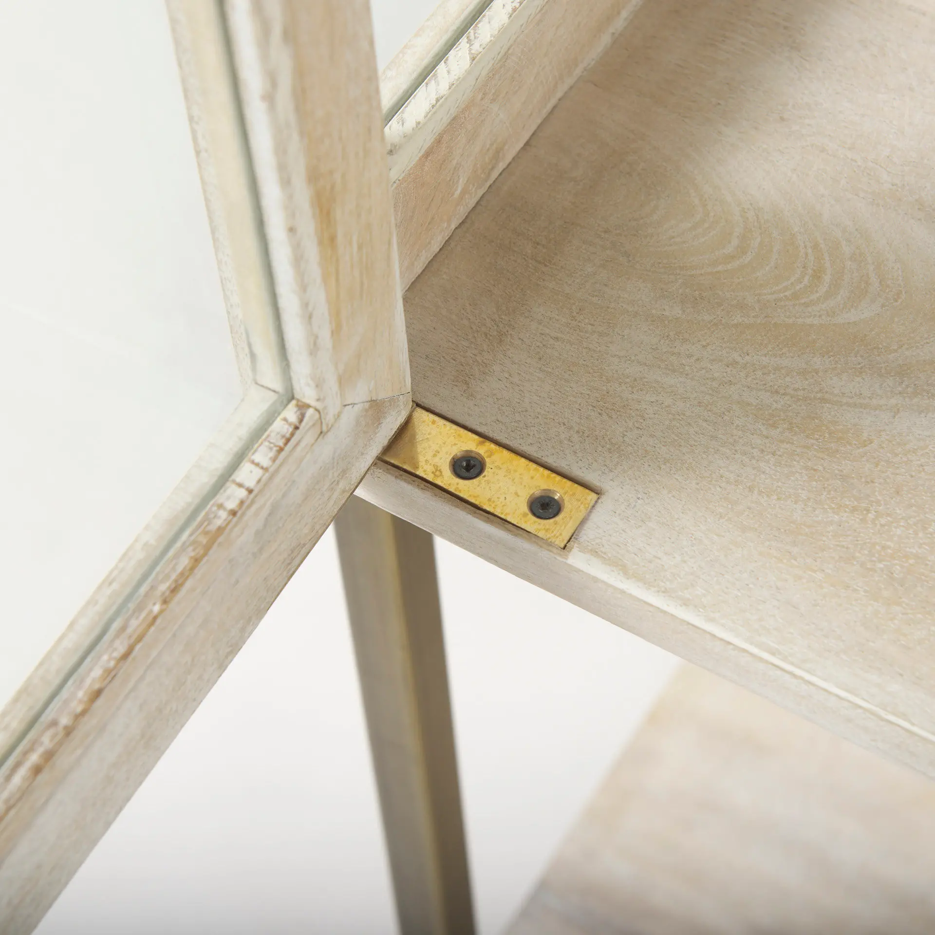 Arelius White Wood with Gold Metal Display Cabinet-7