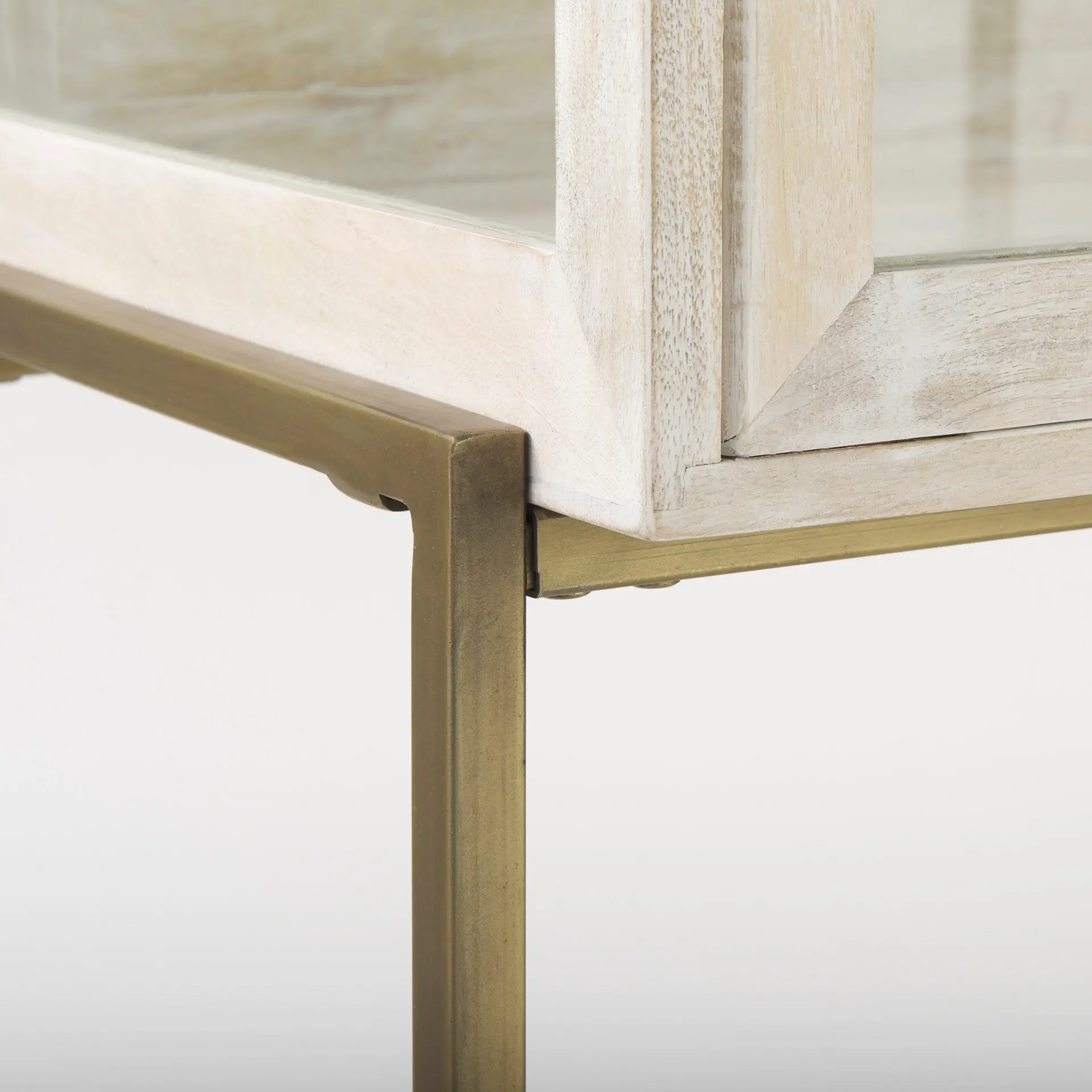 Arelius White Wood with Gold Metal Display Cabinet-8