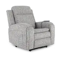 Armstrong Shore Light Gray Power Recliner with Heat and Massage