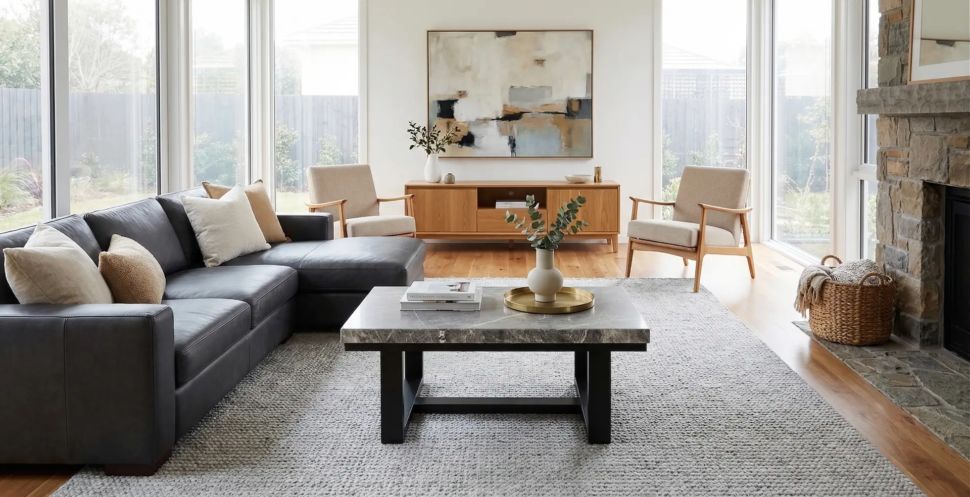 Lucca Gray Marble Coffee Table-2