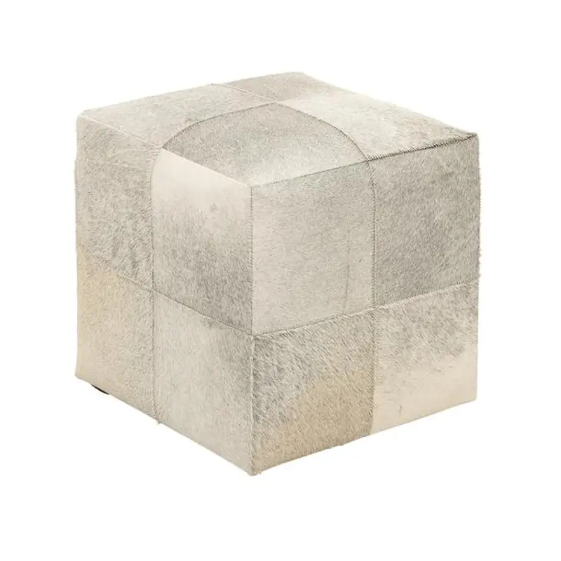 Gray Leather Cowhide Stool